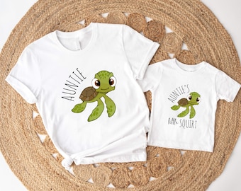 Bijpassend T-shirt tante en tante's Little Squirt, babyshirt tante, T-shirt babyaankondiging, T-shirt tante To Be, schattig shirt nieuwe tante