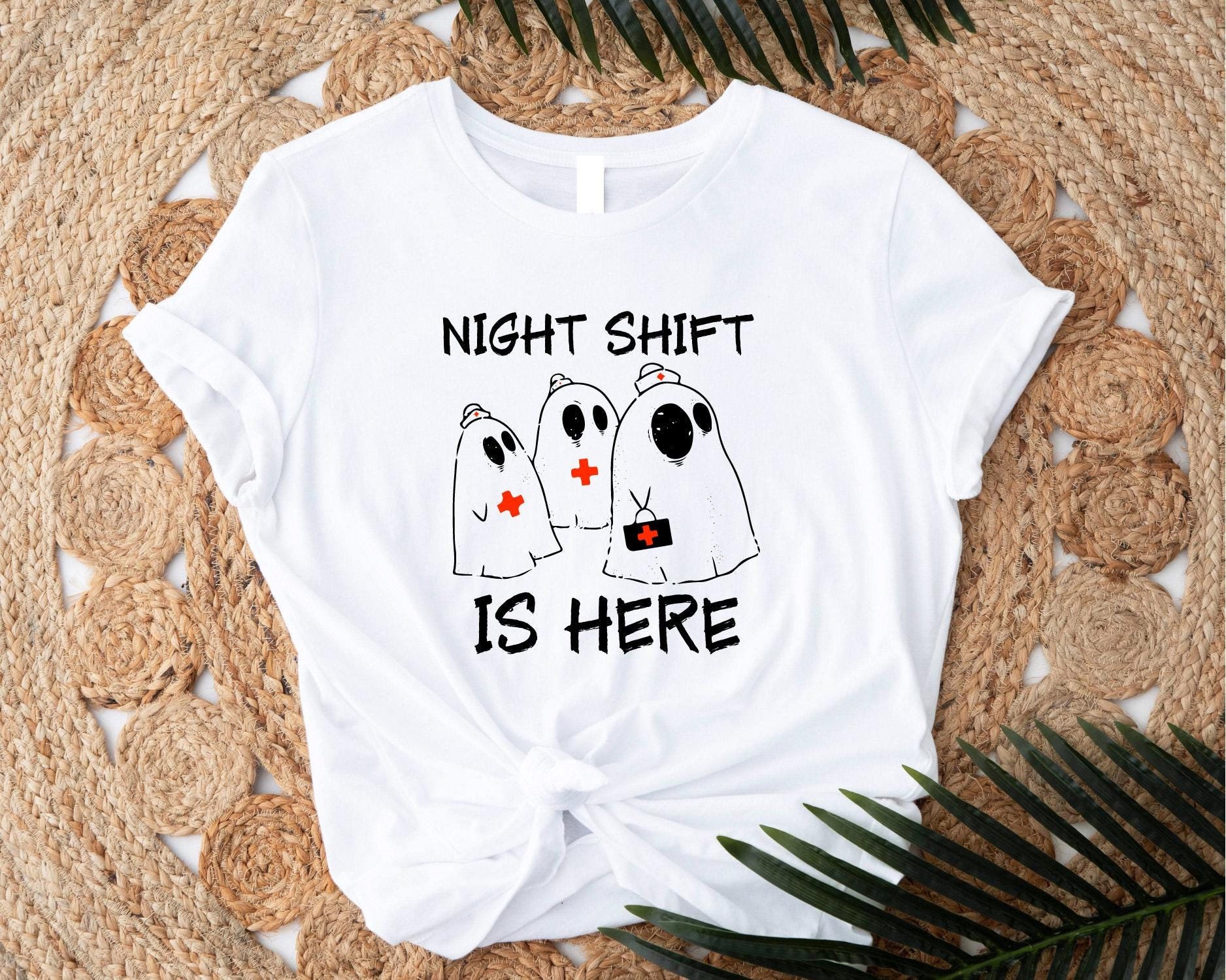 Night Shift Is Here T-shirt, Halloween Nurse Shirt, Spooky Season Tee, Ghost Nurse T-shirt, Funny Nursing Student Gift, Doctor Halloween Tee