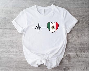 Mexico heart beat T-shirt, Mexico Heart Flag Shirt, Mexico Lovers Tee, Proud Mexican T-shirt, Mexican heritage Shirt, Mexico Pride Tee