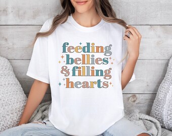 Feeding Bellies Filling Heart T-shirt, Lunch Lady Gift Comfort Colors Tee, Lunch Lady Life Shirt, Cafeteria Worker Shirt, School Staff Tee.