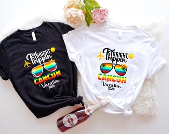 Straight Trippin Cancun Vacation 2024 T-shirt, Cancun Trip Matching Shirts, Summer Cancun Girls Vacation  Tee, Cute Couple Travel Shirt