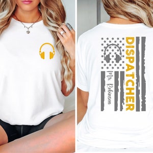 Dispatcher Wertschätzung Geschenk T-Shirt, Custom Dispatcher Shirt, 911 Dispatcher Sweatshirt, Notfall Ersthelfer T-Shirt, amerikanische Flagge Shirt