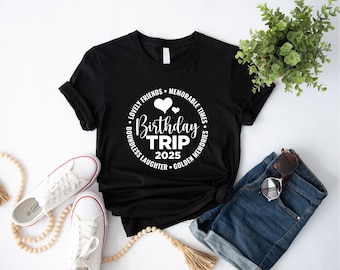 Camiseta de viaje de cumpleaños 2025, camiseta de fiesta de cumpleaños, camiseta de equipo de cumpleaños, camiseta de tripulación de cumpleaños, camiseta de vacaciones de cumpleaños, camiseta linda de cumpleañera
