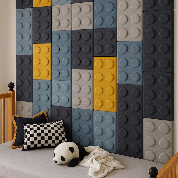 Upholstered Brick-Style Wall Panels – Custom Color Soft Blocks
