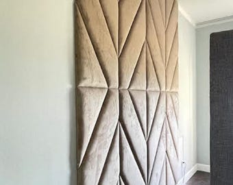 Individuell angefertigte Wandpaneele. Geometrischer weicher Kopfteilakzent für modernes Schlafzimmer oder Wohnzimmer