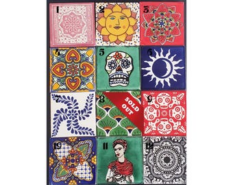 Posavasos de azulejos mexicanos / Posavasos pintados a mano de 4x4 / Juego de 6 u 8 para combinar / Ideal como regalo de inauguración de la casa / Decoración de mesa