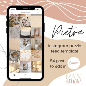 Instagram Feed Template for Canva / Pietra / Instagram Template, Canva Templates, 54 Instagram Post Templates