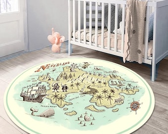 ネバーランドマップ キッズラグ 円形 子供部屋用 装飾