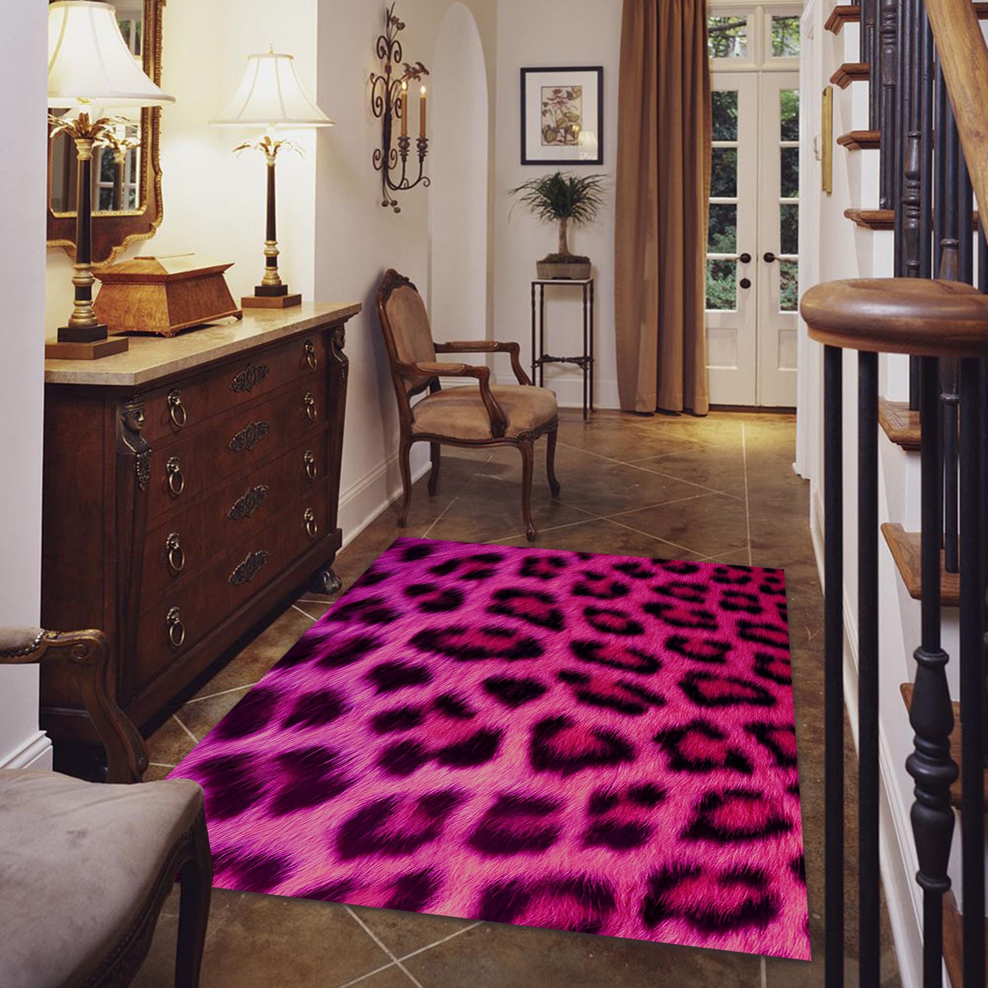 Pink Leopard Print Rug: Modern Home Decor, Non-slip Carpet - Etsy