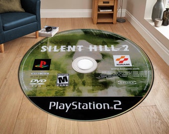 CD Cover Rug, GameRoom Round Rug, Modern CD Design Gamer gift, Non-Slip Cotton Base