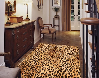 Leopard Print Area Rug: Non-Slip Animal Decor