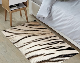 Zebra Print Rug: Modern Animal Pattern, Non-Slip Area Carpet