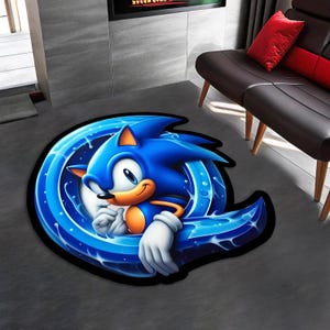 Sonic gift, Video game gift idea, Sonic Adventure, custom CD rugSonic the Hedgehog Carpet, Soft round sonic gamecube rug, sonic fan gift,