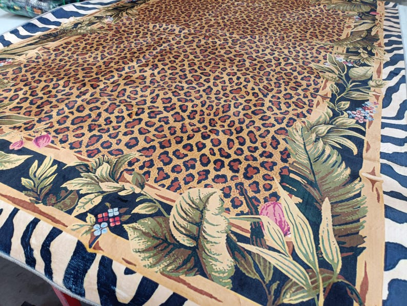 Leopard Backing Leopard Pattern Rug: Brown Accent Animal Decor, Non-slip Cotton Backing ...
