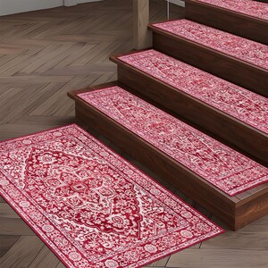 Crimson Heritage Stair Rug, Vintage Medallion Chenille Cotton Runner, Bohemian Style Home Decor
