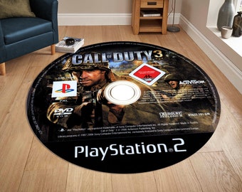 Round Game Rug: CD Cover Art, Non-Slip Cotton Base