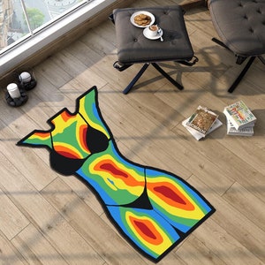 Woman Rug, Body Rug, Colourful Rug, Thermal Rug, Fantasy Rug, Area Rug, Thermal Woman Body Psychedelic Rug, Home Decor, Living Room Rug