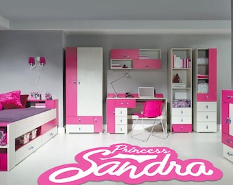 Personalized Princess Rug: Custom Name Pink Kids Room Decor