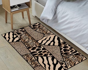 Leopard Print Area Rug, Animal Decor, Non-Slip Cotton Base
