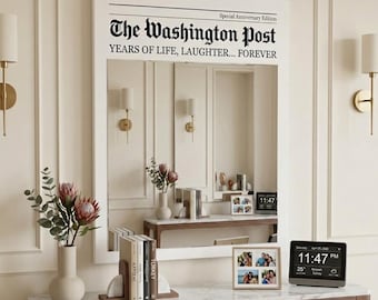 Washington Post Mirror, Y2K Selfie Mirror, Newspaper-Themed mirror, Shatterproof, Scratch-Resistant, Modern Wall Art