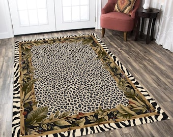 Leopard Print Area Rug, Animal Decor, Non-Slip Rug