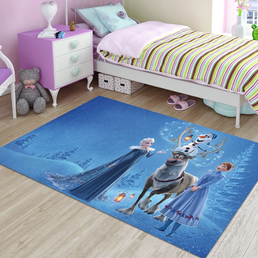 Elsa and Anna Rug: Washable Nursery Decor, Kids Room Carpet - Etsy