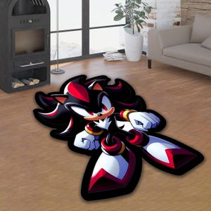 Shadow Rug, Sonic Carpet, Soft round sonic gamecube rug, sonic fan gift, Sonic gift, Video game gift idea, Sonic Adventure, custom CD rug,