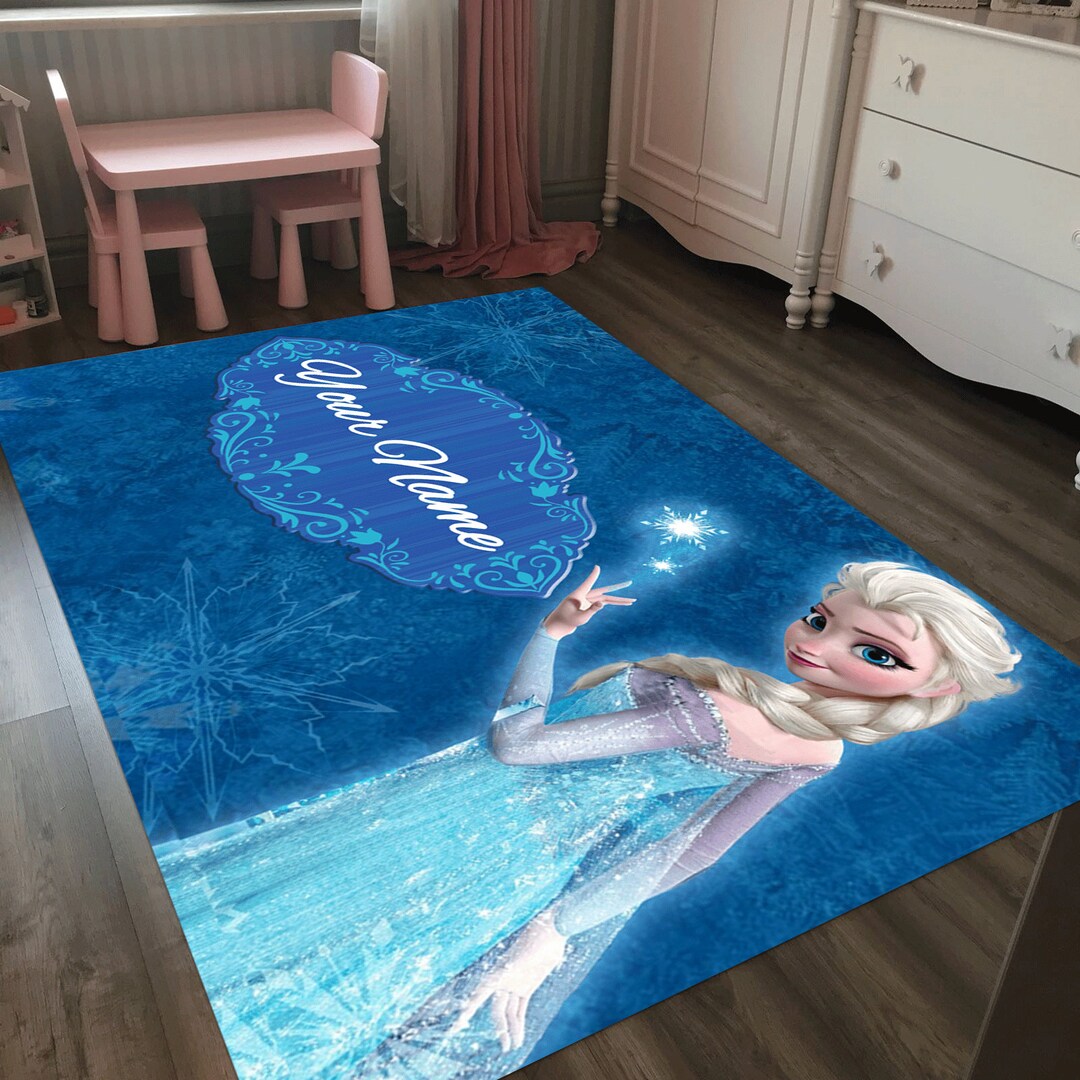 Elsa Round Rug Personalized Elsa Kids Rug: Nursery Decor, Non-slip Cotton Base - Etsy