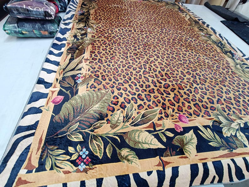 Leopard Backing Leopard Pattern Rug: Brown Accent Animal Decor, Non-slip Cotton Backing ...
