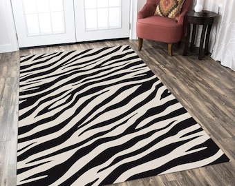 Zebra Print Runner Rug: Animal Decor, Non-Slip, Machine Washable