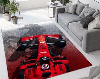 F1 Race Car Rug: Modern Formula One Inspired Carpet,