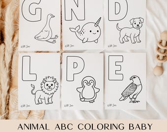 ABC Coloring Baby Shower Activity, Animal ABC Color Book, Fun Baby Shower Game, Blank Alphabet Book, Printable Baby's first ABC book Sign