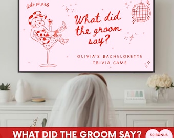 Trivia de despedida de soltera de Last Rodeo: ¿Qué dijo el novio? (Plantilla editable de Canva)