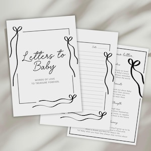 Cartas al bebé: Plantilla imprimible y editable, Juego para baby shower, Libro de firmas unisex, Libro de recuerdos personalizado para el bebé, Regalo para la nueva mamá imagen 1