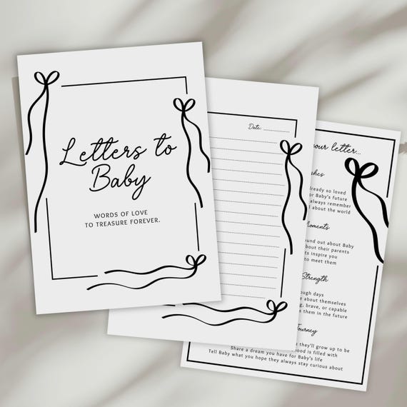 Letters to Baby Printable & Editable Template, Baby Shower Game, Gender Neutral Guestbook Keepsake, Custom Baby Memory Book, New Mom Gift