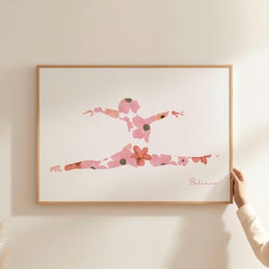 Impresión de gimnasia, regalos para gimnastas, póster de gimnasia, arte deportivo para niños, decoración de regalos de danza, regalo para bailarinas, descarga digital floral