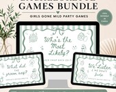 Bachelorette Games Bundle, Girls Gone Mild Bach Party Games, Listen & Don't Judge, What Did the Groom Say,Most Likely to Game Canva Template