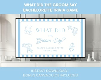 What Did the Groom Say Canva Template, Coastal Bachelorette Party Game, Bridal Shower Game, Last Toast on the Coast Hens Party Bride to be