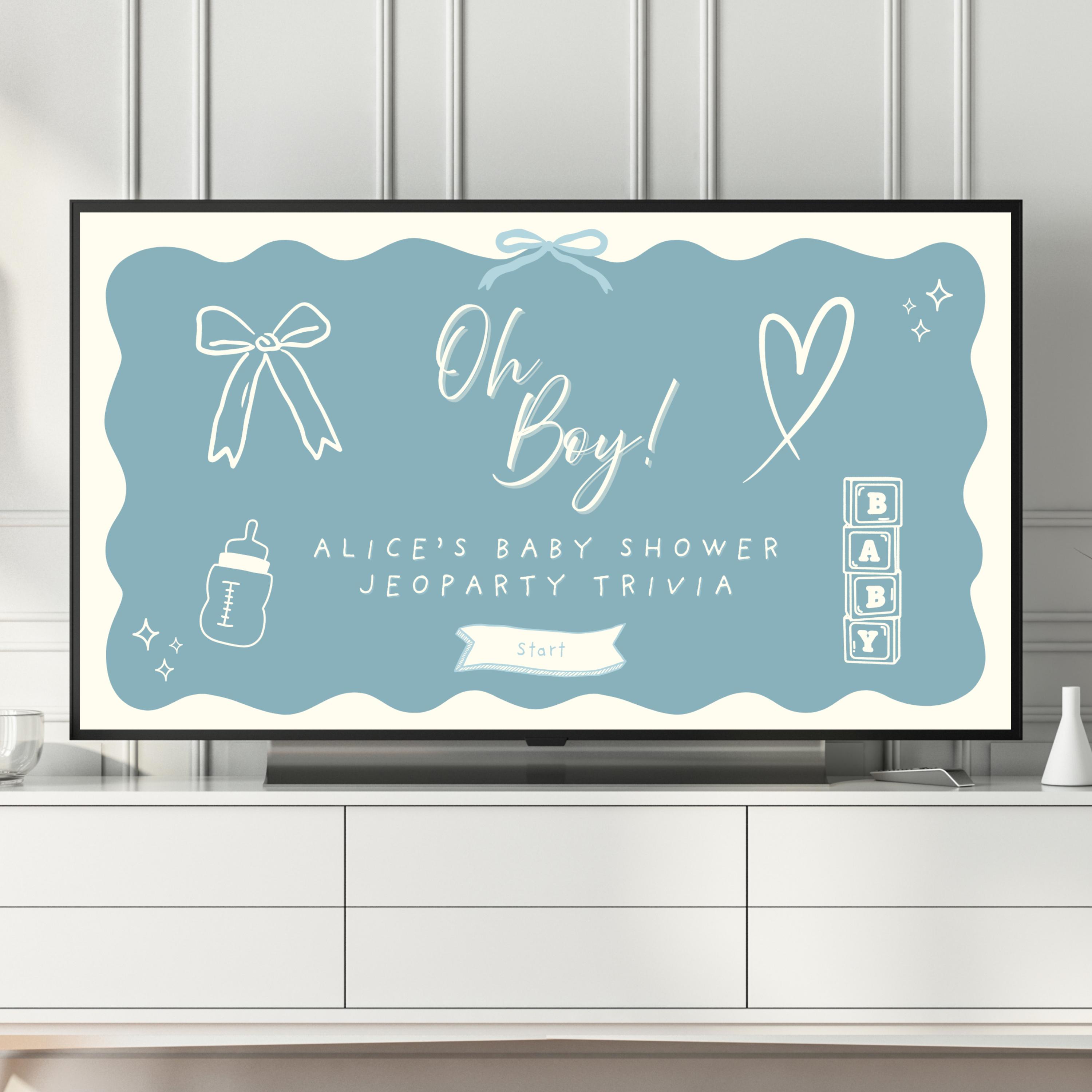 Oh Boy Baby Shower Trivia Game Virtual Baby Shower Game Template Fun Baby Shower Jeopardy-Style PowerPoint Game Baby Feud Instant Download