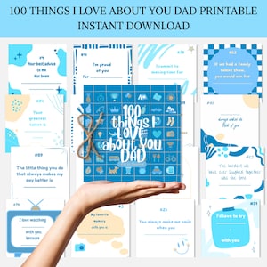 Father's Day Printable Journal Book for Dad Keepsake Things I Love About You Gift for Papa Gift from Kids to Daddy Present Best Dad Gift