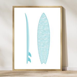 Surfboard Wall Art, Boys Surfing Poster, Coastal Decor, Boho Surf Wall Art, Nursery Surf Decor, Blue Boy Art, Minimal Print Digital Download