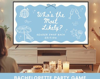 Most Likely To Bachelorette Party Game Template, Gender Swap Game Editable Hen Do TV Game, Funny Bridal Shower Game, Last Toast on the Coast