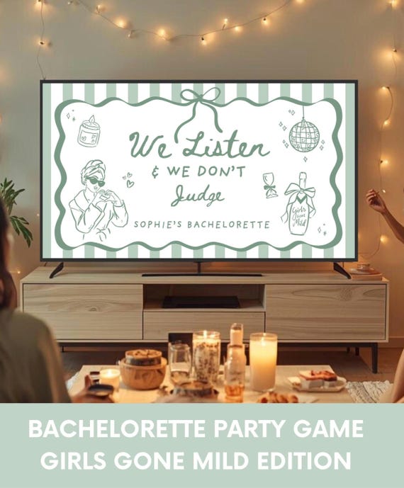 We Listen & We Don't Judge Bachelorette Party Game - Girls Gone Mild Hens Party, Trending Game, Editable Canva Template (Digital Download)