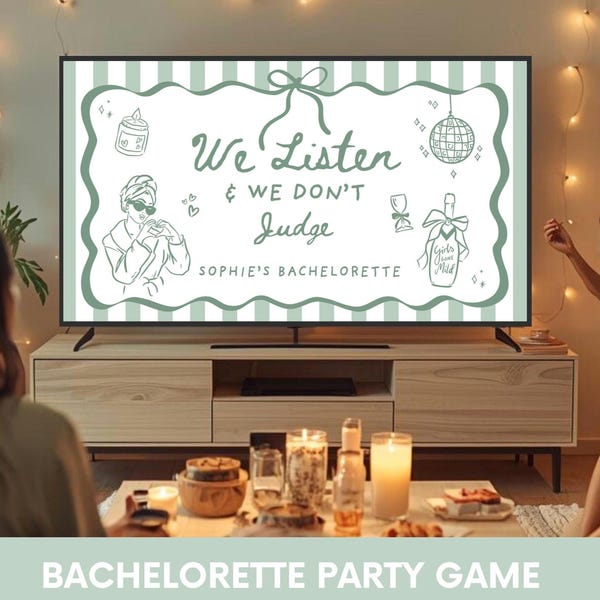We Listen & We Don't Judge vrijgezellenfeestspel - Girls Gone Mild Hens Party, trending game, bewerkbare canva-sjabloon (digitale download)