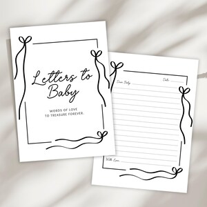 Cartas al bebé: Plantilla imprimible y editable, Juego para baby shower, Libro de firmas unisex, Libro de recuerdos personalizado para el bebé, Regalo para la nueva mamá imagen 8