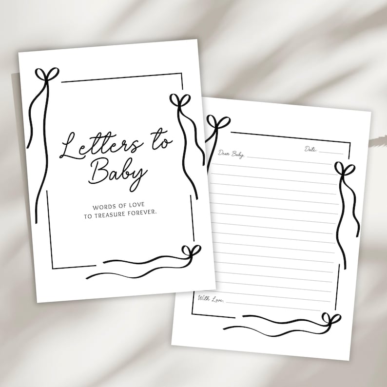 Cartas al bebé: Plantilla imprimible y editable, Juego para baby shower, Libro de firmas unisex, Libro de recuerdos personalizado para el bebé, Regalo para la nueva mamá imagen 8