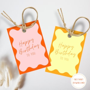 Étiquettes imprimables de joyeux anniversaire, étiquette d'anniversaire de cadeau instantané, étiquette imprimable de fête d'anniversaire, étiquette de joyeux anniversaire à la mode, téléchargement immédiat