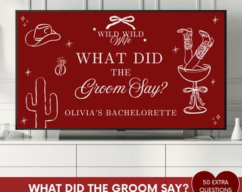 Wild Wild Wife Bachelorette Party Game - What Did the Groom Say Game, Editable Canva Free Template, Hens Party Game (Digital Download)
