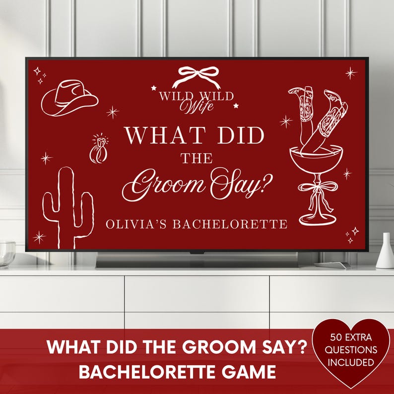 Wild Wild Wife Bachelorette Party Game - What Did the Groom Say Game, Editable Canva Free Template, Hens Party Game (Digital Download) image 1