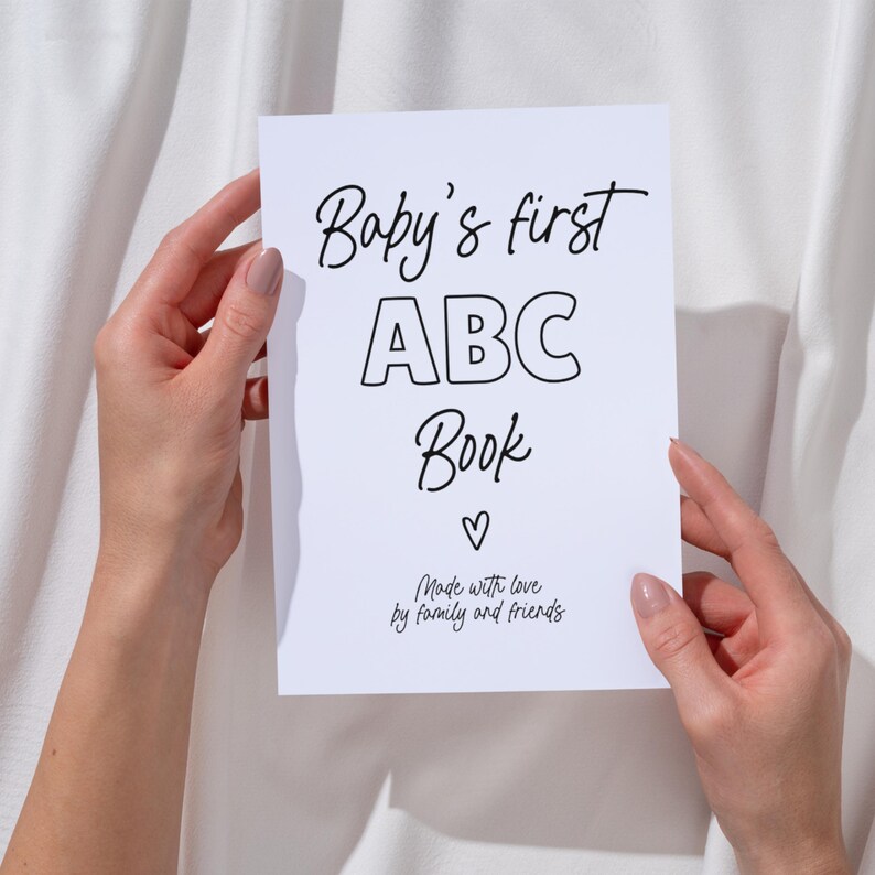 ABC Coloring Baby Shower Activity, Animal ABC Color Book, Fun Baby Shower Game, Blank Alphabet Book, Printable Baby's first ABC book Sign image 13